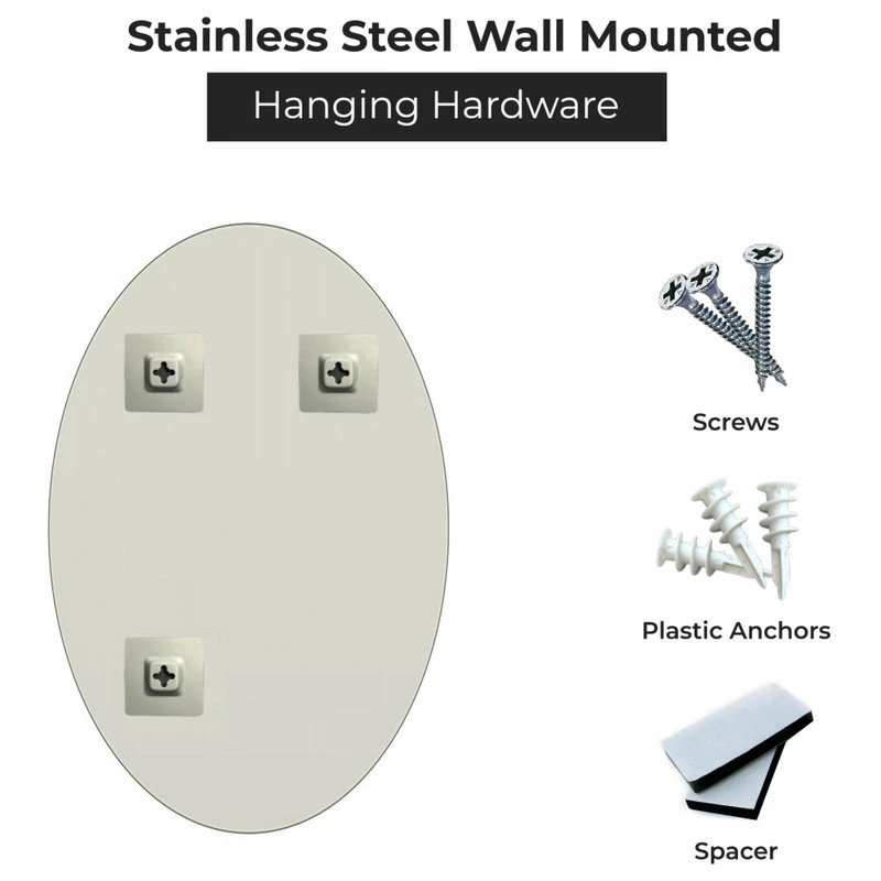 Best Pirce ๐คฉ Fab Glass And Mirror Oval Beveled Polished Frameless Wall Mirror With Hooks, 22" X 39" ๐ - Image 7