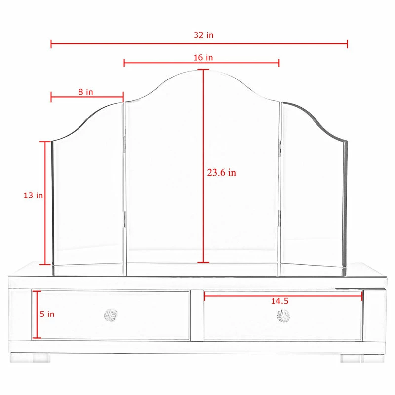 Wholesale โ๏ธ Inspired Home Verina Frameless Modern Contemporary Tri-fold Tabletop Vanity Mirror, No Color ๐ฏ - Image 5