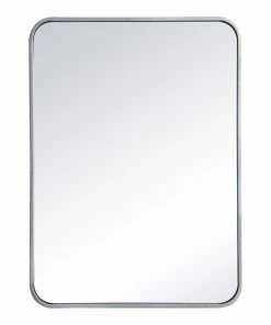 Budget 🛒 Elegant Furniture & Lighting Ellis Soft Corner Metal Rectangular Mirror, 22"x30", Silver 👍