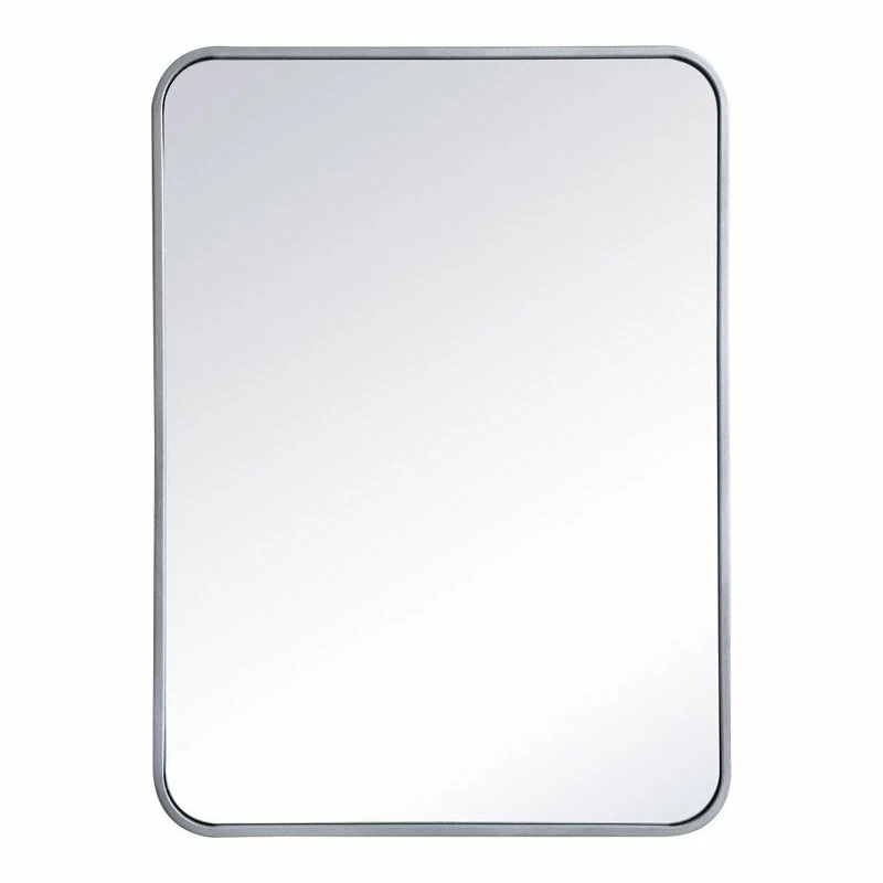Budget ๐ Elegant Furniture & Lighting Ellis Soft Corner Metal Rectangular Mirror, 22"x30", Silver ๐