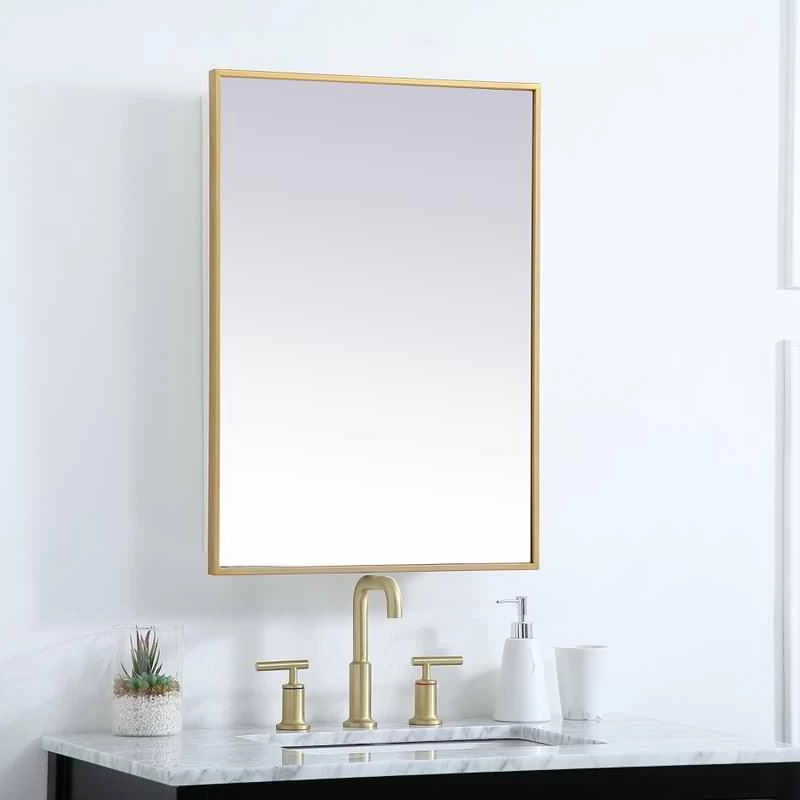Flash Sale 🎉 Elegant Furniture & Lighting Metal Mirror Medicine Cabinet 20"x28", Brass Finish 😉 - Image 3