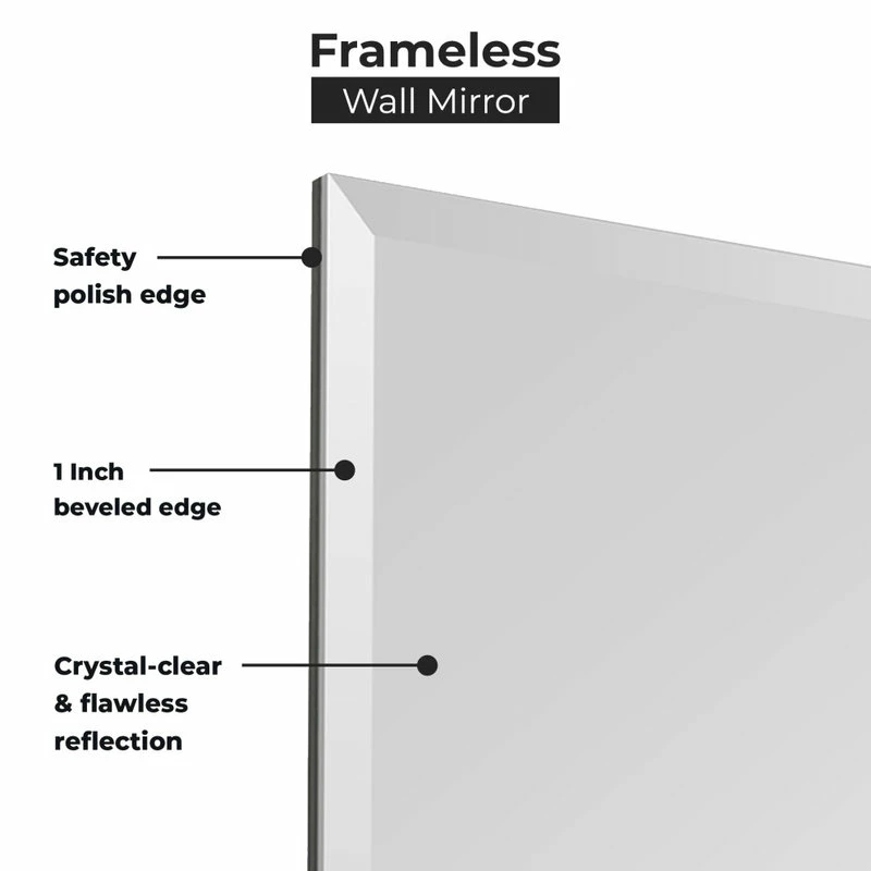 Brand new ๐ฅ Fab Glass And Mirror Rectangle Frameless Wall Mirror For Bathroom, Gym Yoga, Dance And Saloon, 18"x40 ๐ฏ - Image 4