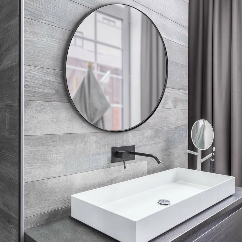 Deals 😀 Uniek Rollo Round Framed Wall Mirror, Black, 28 Diameter 🔥 - Image 4