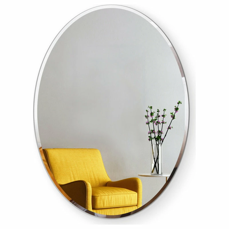 Best Pirce ๐คฉ Fab Glass And Mirror Oval Beveled Polished Frameless Wall Mirror With Hooks, 22" X 39" ๐