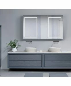 Budget 🛒 Krugg Reflections 60"x36" LED Medicine Cabinet, Dimmer/Defog, Makeup Mirror, And USB, Light Left 🔔