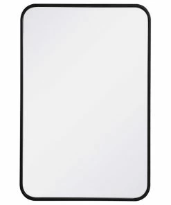 Buy 👏 Elegant Furniture & Lighting Ellis Soft Corner Metal Rectangular Mirror, 20"x30", Black 💯