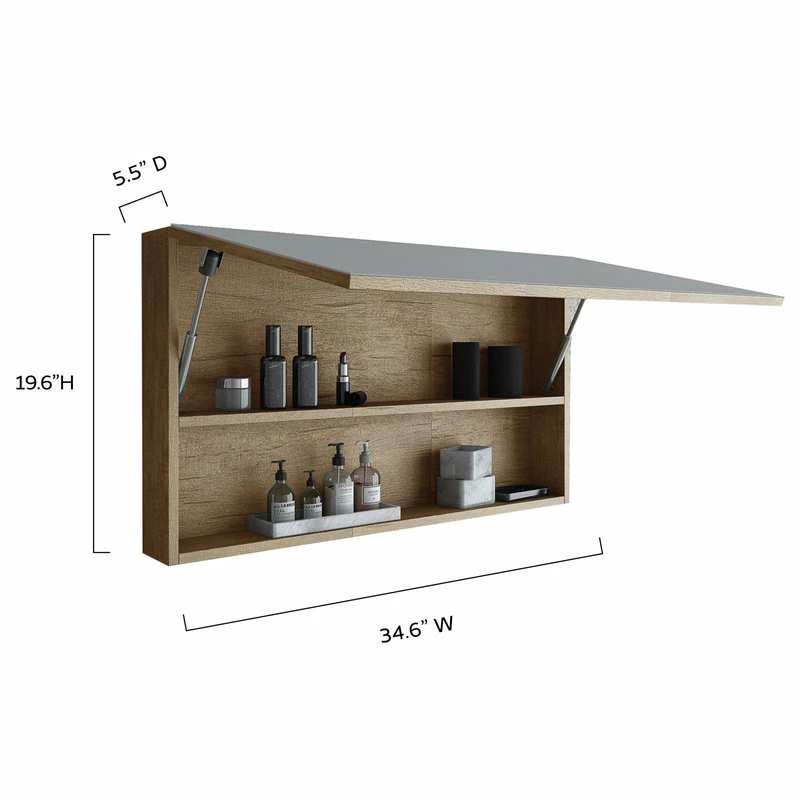 Hot Sale 🔔 A Touch Of Design Frameless 34" Medicine Cabinet With Full Mirror Front, Phaedra Wood 😉 - Image 6