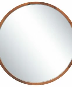 Best Sale โ Mirrorize Canada 22" Round Wood Wall Mirror, Large, Walnut Brown ๐
