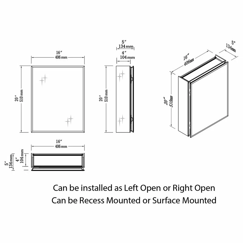 Best reviews of ๐ Blossom Kitchen & Bath Supply Aluminum Bathroom Medicine Cabinet, Recess Or Surface Mount, 16“x20" ๐ - Image 4