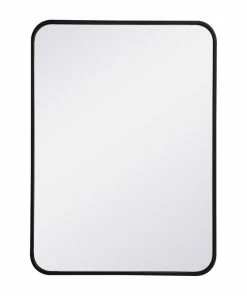 Hot Sale 💯 Elegant Furniture & Lighting Ellis Soft Corner Metal Rectangular Mirror, 22"x30", Black 🔔