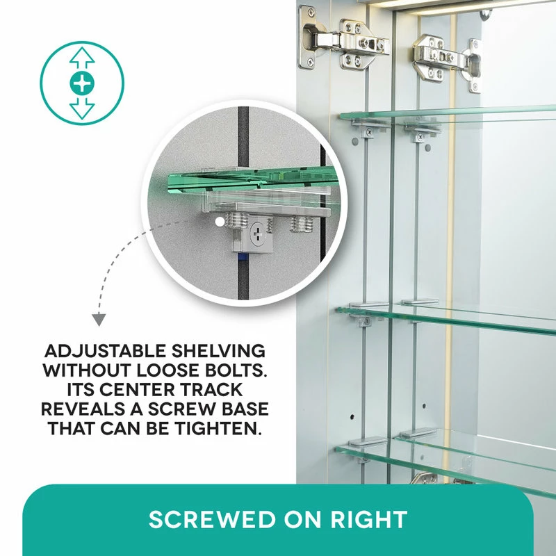 Cheap ๐ Fine Fixtures LED Recessed/Surface Mount Medicine Cabinet, Aluminum, 15"x30", Right Hand Door ๐ฏ - Image 7