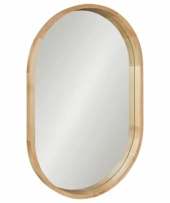 Deals 😀 Uniek Hutton Wood Framed Capsule Mirror, Natural 24x36 ❤️