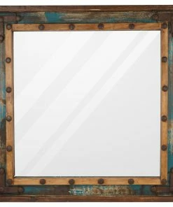 Wholesale 😍 Mexican Imports El Paso Vanity Accent Mirror, Turquoise, 31x31 🌟
