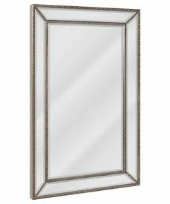Best Sale ⌛ Head West, Inc. Head West Beaded Champagne Silver Beveled Wall Mirror, 22x32" 👏