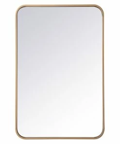 Buy 🎁 Elegant Furniture & Lighting Ellis Soft Corner Metal Rectangular Mirror, 20"x30", Brass ❤️