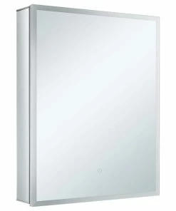 Best Sale 🛒 Fine Fixtures LED Recessed/Surface Mount Medicine Cabinet, Aluminum, 24"x36", Left Hand Door 🥰