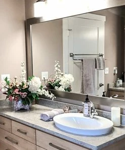 Best deal 🔥 FrameMyMirror Pendleton Framed Wall Mirror, Nickel, 36" X 24" ⭐