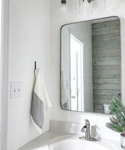 Deals โค๏ธ FrameMyMirror Highland Framed Rounded Rectangle Mirror, Nickel ๐