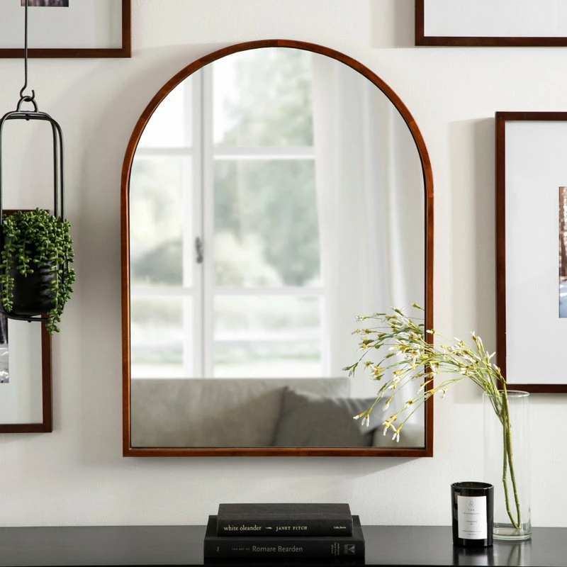 New ⭐ Uniek Valenti Framed Arch Mirror, Walnut Brown, 24x32 ⭐ - Image 8