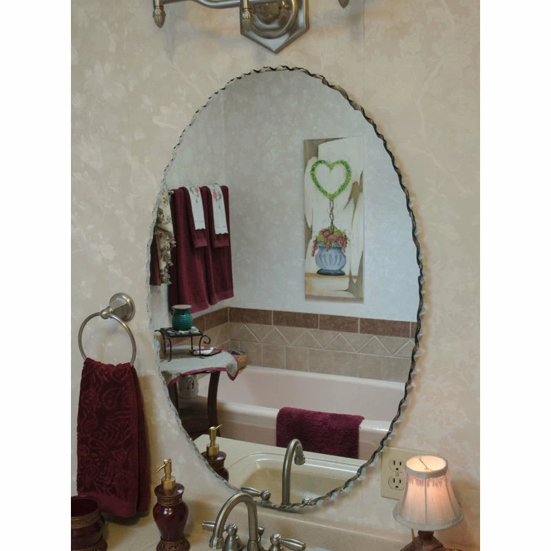 Best Sale ๐ Glass Design LLC Back Chipped Frameless Oval Mirror, 24" X 36" โค๏ธ - Image 2