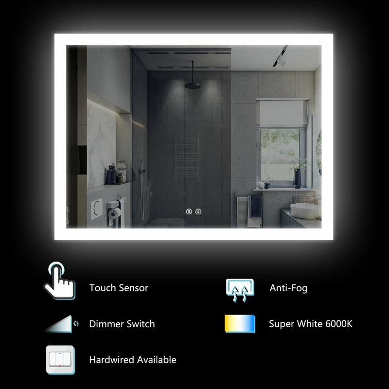 Best reviews of ๐ Kiva Rhyme Vanity LED Lighted Backlit Wall Mounted Bathroom Mirror, 48x36", 2 Buttons โญ - Image 7