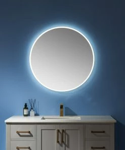 Discount 👏 Vinnova Modern & Contemporary Frameless Lighted Round Bathroom Mirror, 32 Inch ✨