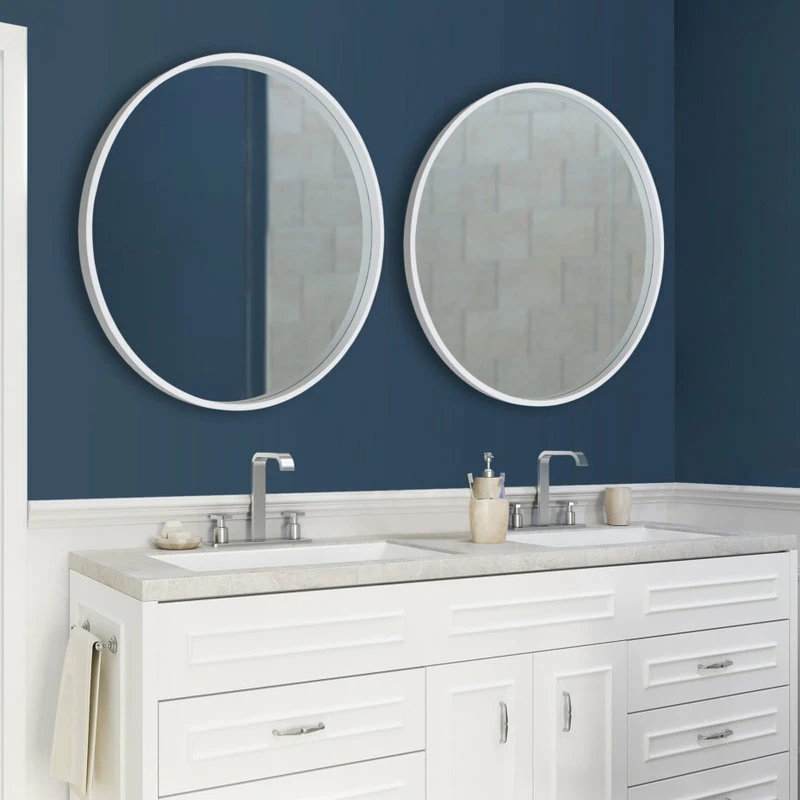 Hot Sale ๐ Uniek Travis Round Wood Accent Wall Mirror , White 31.5 Diameter ๐ - Image 4