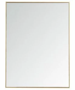Promo ❤️ Elegant Furniture & Lighting Elegant Decor Eternity 48" X 36" Contemporary Metal Frame Mirror In Brass 🧨