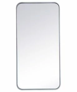 Best reviews of 🎁 Elegant Furniture & Lighting Ellis Soft Corner Metal Rectangular Mirror, 18"x36", Silver ✨