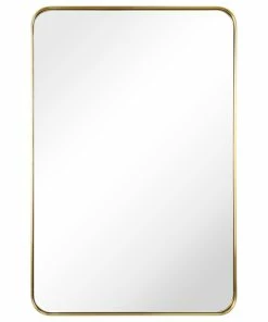 Deals ✨ Empire Art Direct Ultra Stainless Steel Rectangular Wall Mirror, Gold, 24"x36", Brushed 🔥