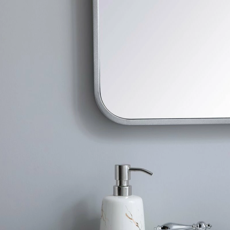 Budget ๐ Elegant Furniture & Lighting Ellis Soft Corner Metal Rectangular Mirror, 22"x30", Silver ๐ - Image 3