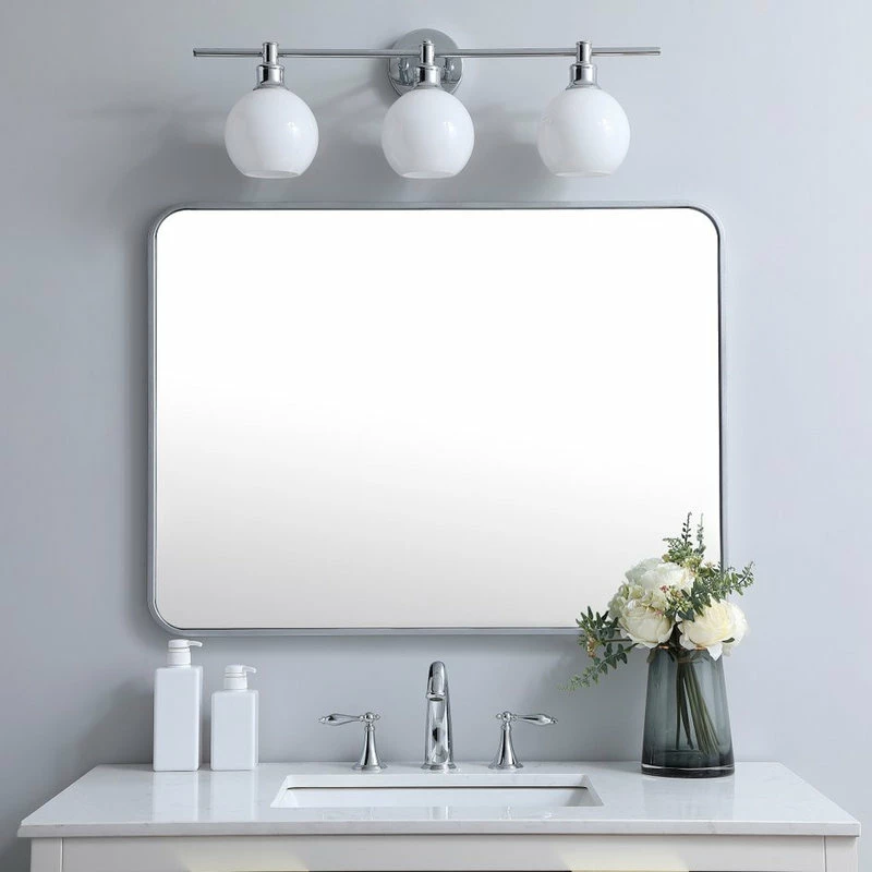 Outlet ๐ Elegant Furniture & Lighting Ellis Soft Corner Metal Rectangular Mirror, 27"x36", Silver ๐ - Image 2