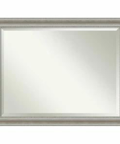 Best Sale 🎉 Amanti Art Wall Mirror Bathroom Vanity Mirror Parlor Silver, Outer Size 46x36 ⌛