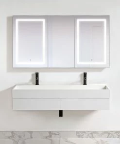 Outlet ✔️ Krugg Reflections USA 66x36 Recessed/Surface Mount Medicine Cabinet 9 Shelves, LED, Left Right Right 👏