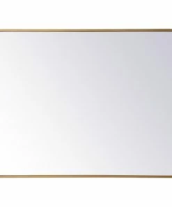 Best Pirce 🌟 Elegant Furniture & Lighting Ellis Soft Corner Metal Rectangular Mirror, 27"x36", Brass ✨