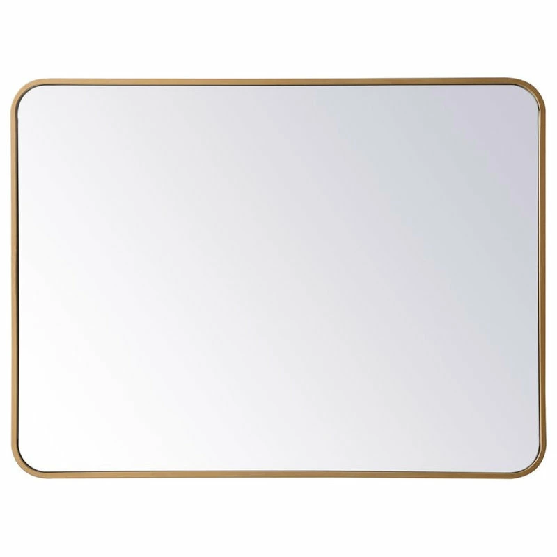 Best Pirce ๐ Elegant Furniture & Lighting Ellis Soft Corner Metal Rectangular Mirror, 27"x36", Brass โจ