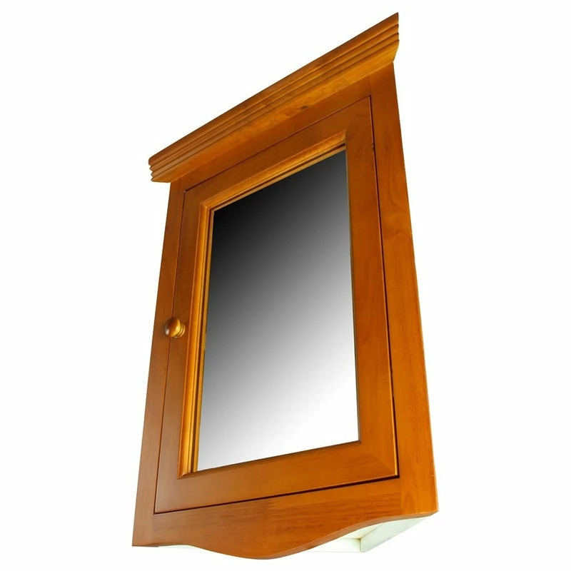 Buy โ๏ธ Renovators Supply Manufacturing Bathroom Medicine Cabinet With Mirror Golden Oak Hardwood Corner Wall Mount ๐ - Image 4