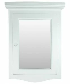 Best Sale 🌟 Renovators Supply Manufacturing Corner Medicine Cabinet White Hardwood Wall Mount With Easy Clean Mirror 🛒
