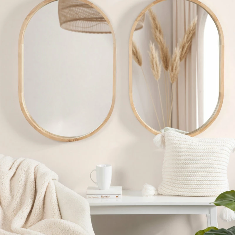 Deals ๐ Uniek Hutton Wood Framed Capsule Mirror, Natural 24x36 โค๏ธ - Image 7