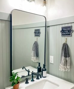 Flash Sale 🌟 FrameMyMirror Highland Framed Rounded Rectangle Mirror, Black 🧨