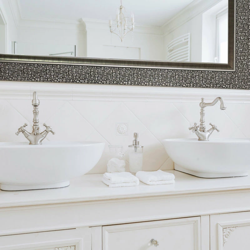 Coupon โจ Mirrorize Canada 27"x43" Large Wall Mirror Silver Mosaic Bathroom Vanity Bedroom Entryway ๐ - Image 3