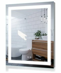 Brand new ❤️ Kiva Rhyme LED Backlit Mirror, Vertical/Horizontal, Wall Mount, Hardwire, 28x36", 2 Buttons 😉