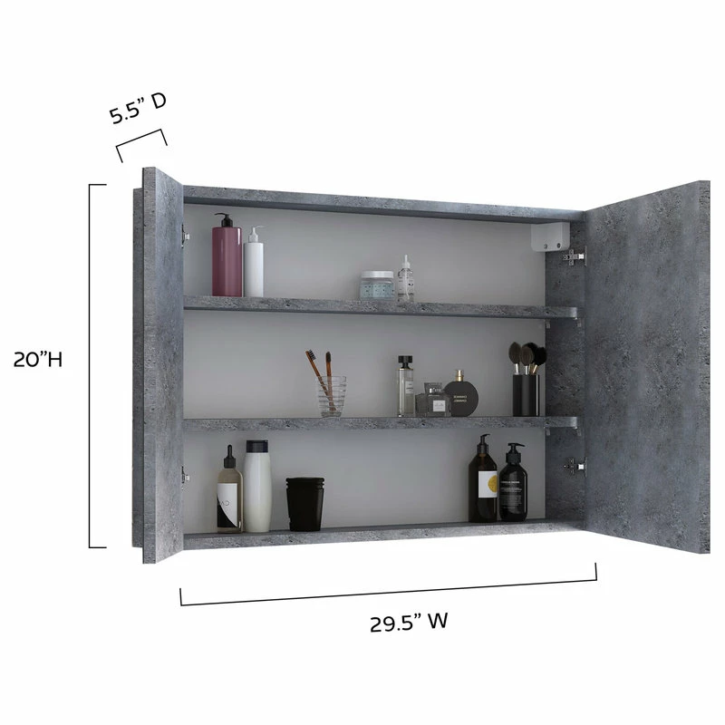 New ๐ A Touch Of Design Frameless 30" Medicine Cabinet With Full Mirror Front, Rhea Gray ๐ - Image 8