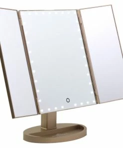 Cheapest 🌟 Impressions Vanity Company Touch Trifold XL Dimmable LED Makeup Mirror, Champagne Gold 😍