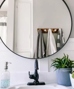 Buy โจ FrameMyMirror Cheyenne Framed Round Mirror, Black ๐