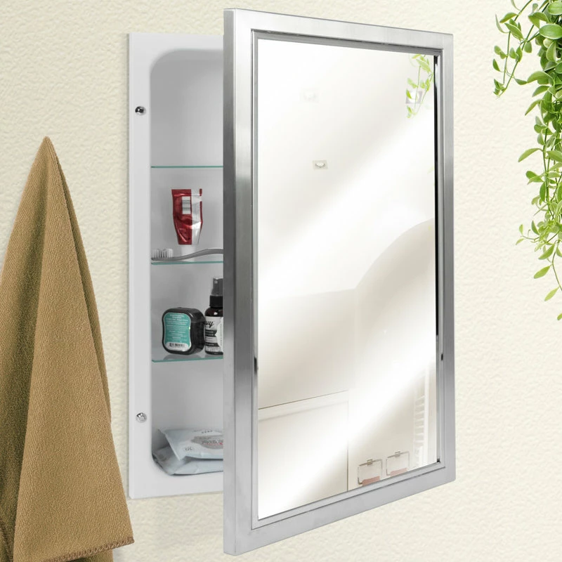 Best reviews of ๐ Head West, Inc. Head West Brushed Nickel And Chrome Recessed Medicine Cabinet Mirror, 16x26" ๐ - Image 2