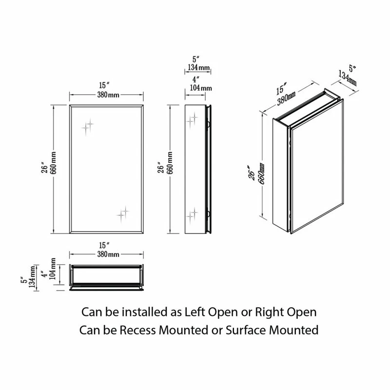 Cheap โญ Blossom Kitchen & Bath Supply Aluminum Bathroom Medicine Cabinet, Recess Or Surface Mount, 15"x26" ๐คฉ - Image 4