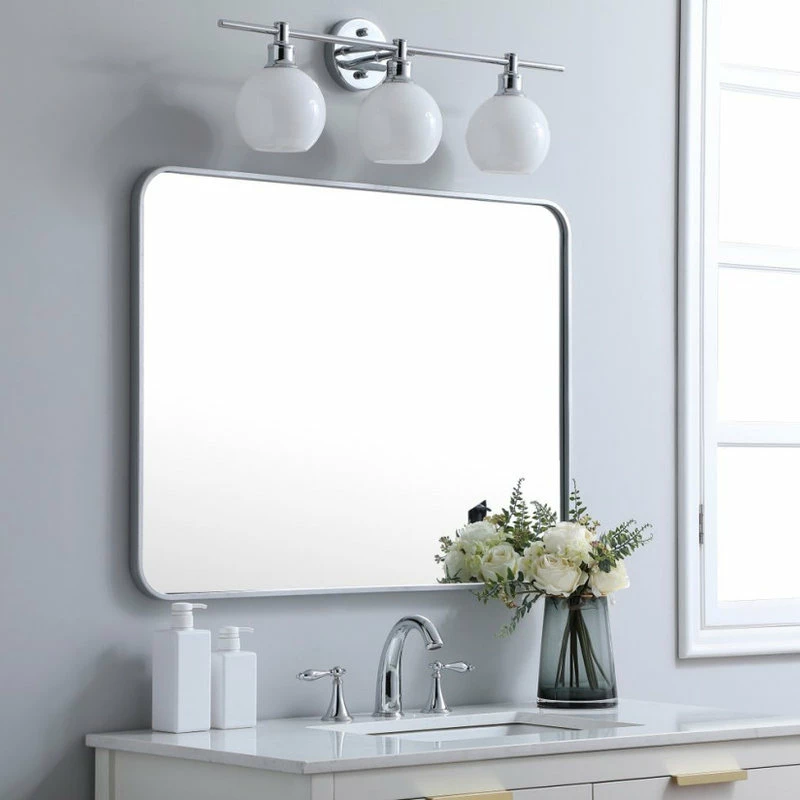 Outlet ๐ Elegant Furniture & Lighting Ellis Soft Corner Metal Rectangular Mirror, 27"x36", Silver ๐ - Image 3
