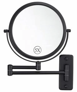 Best Sale 😍 Secret Bath Wall Mount 8" Two Sided Swivel Magnification Mirror, Matte Black 🌟