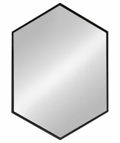 Budget 😀 Uniek Kate And Laurel, McNeer Large Hexagon Metal Wall Mirror, Black 🌟